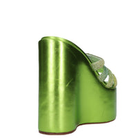 Mules Zeppa in pelle e strass 