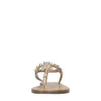 Sandali flat infradito in pelle con accessorio gioiello 