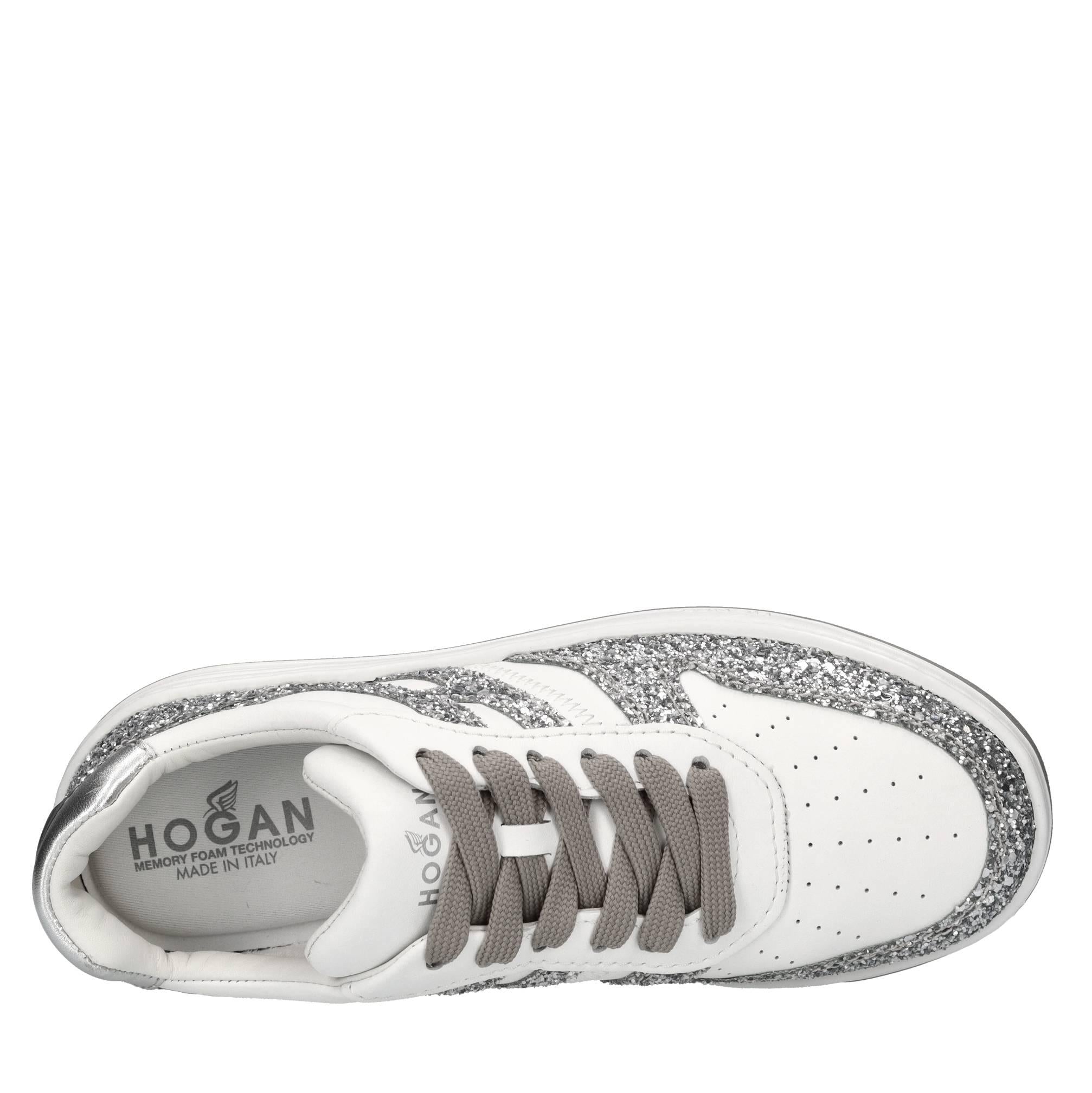 Sneakers in pelle e glitter 