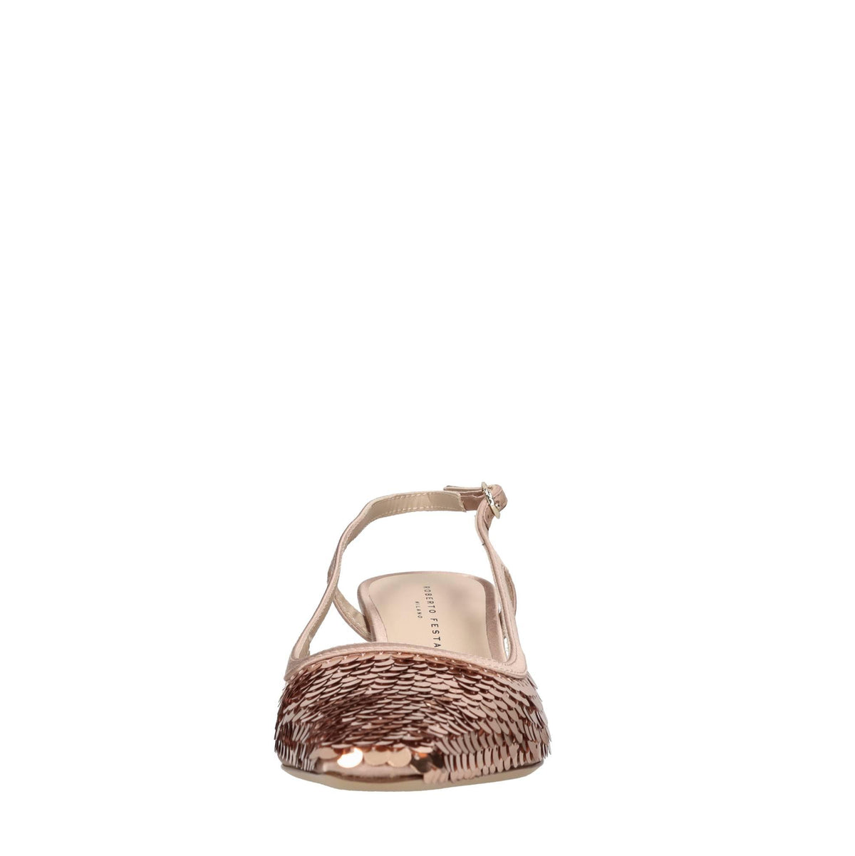 Décolleté slingback in raso e paillettes 