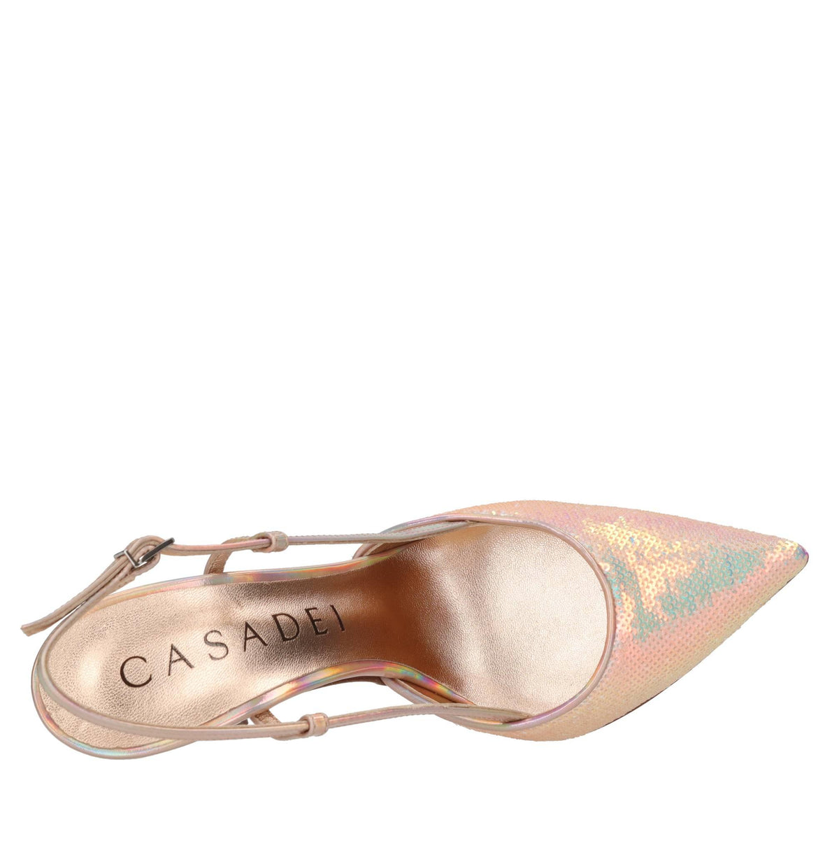 Décolleté slingback Blade Mermaid in pelle e paillettes 