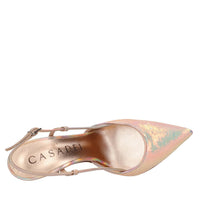 Décolleté slingback Blade Mermaid in pelle e paillettes 