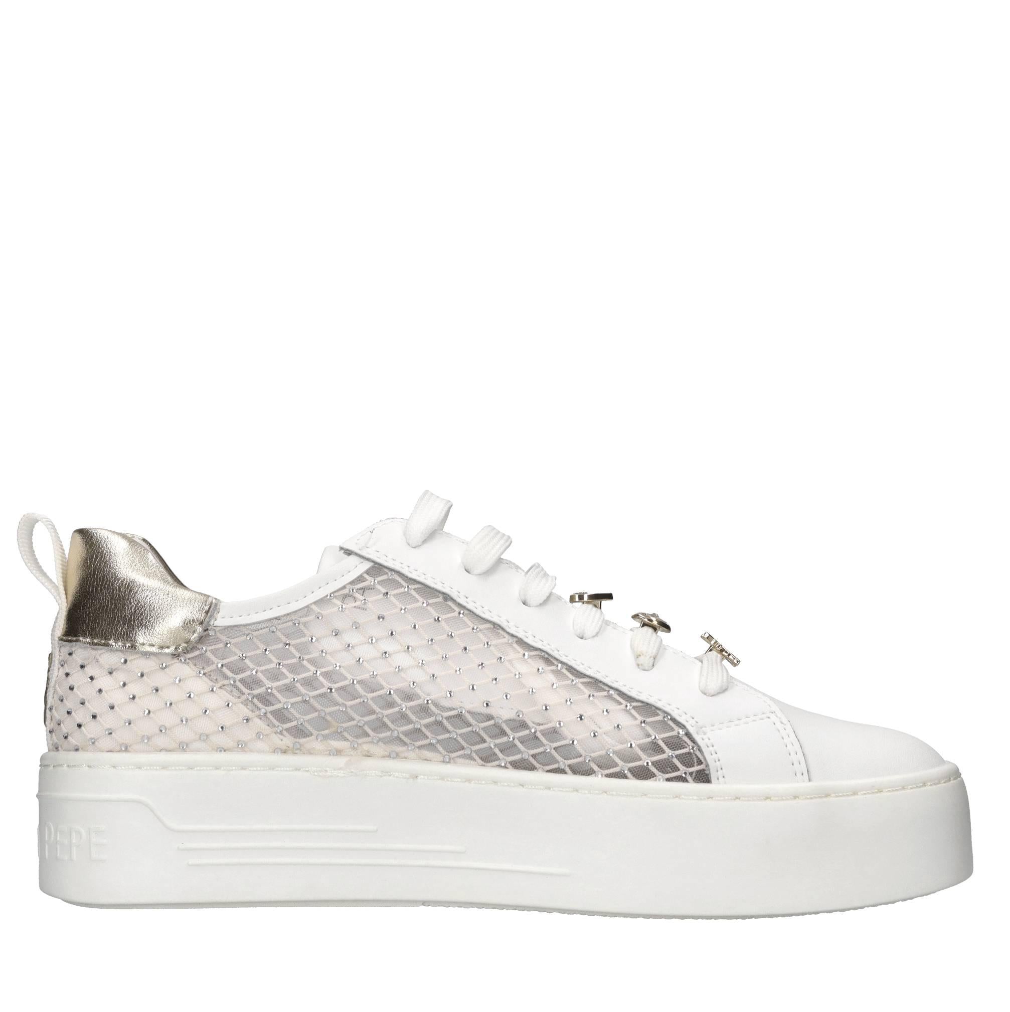 Sneakers in pelle e tessuto 