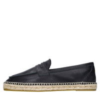 Mocassini espadrillas in pelle e rafia 