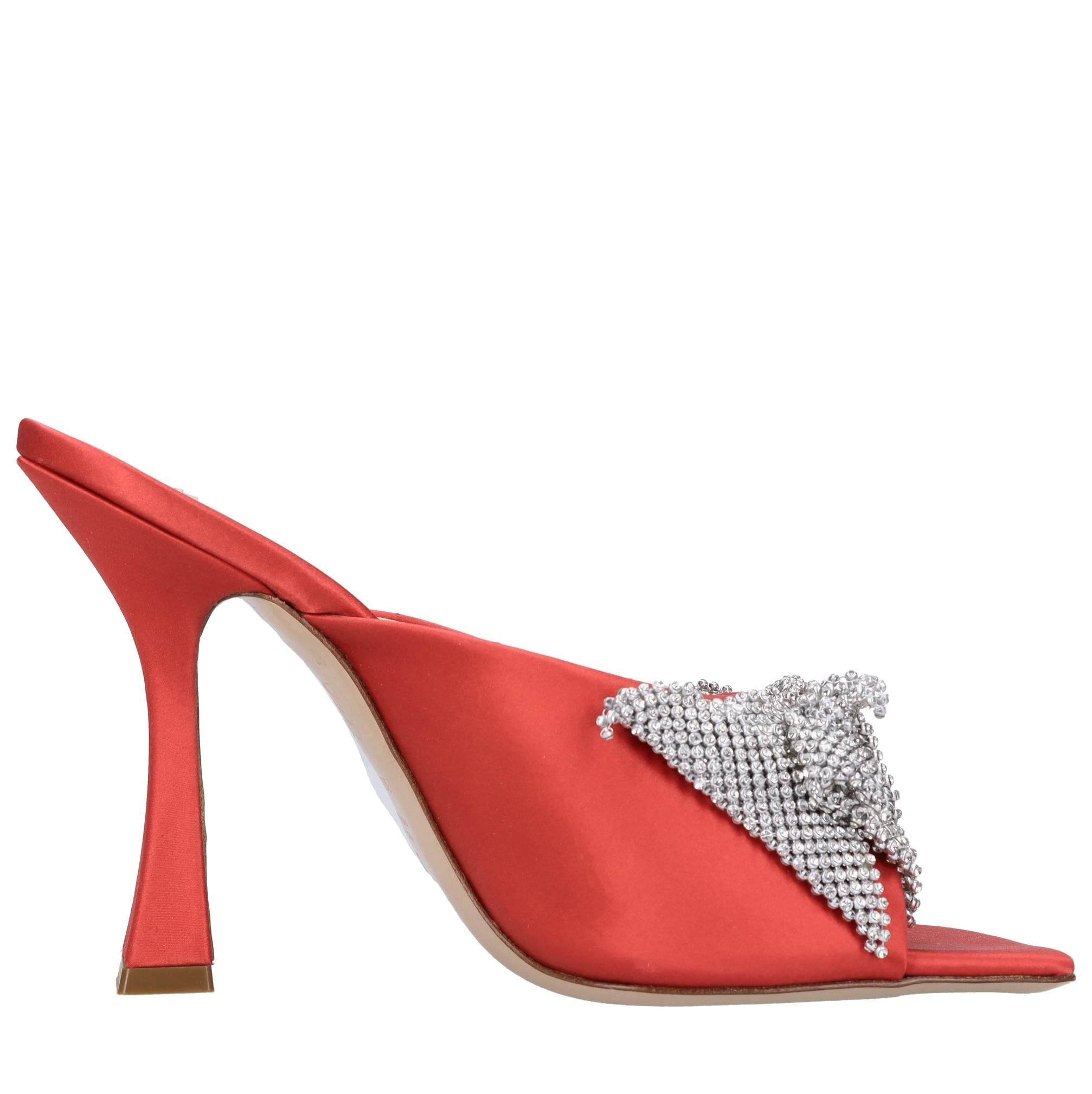 Mules in raso e strass 
