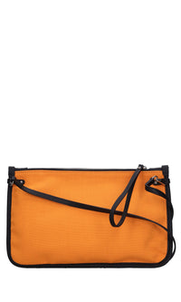 Borsa in pelle e tessuto 