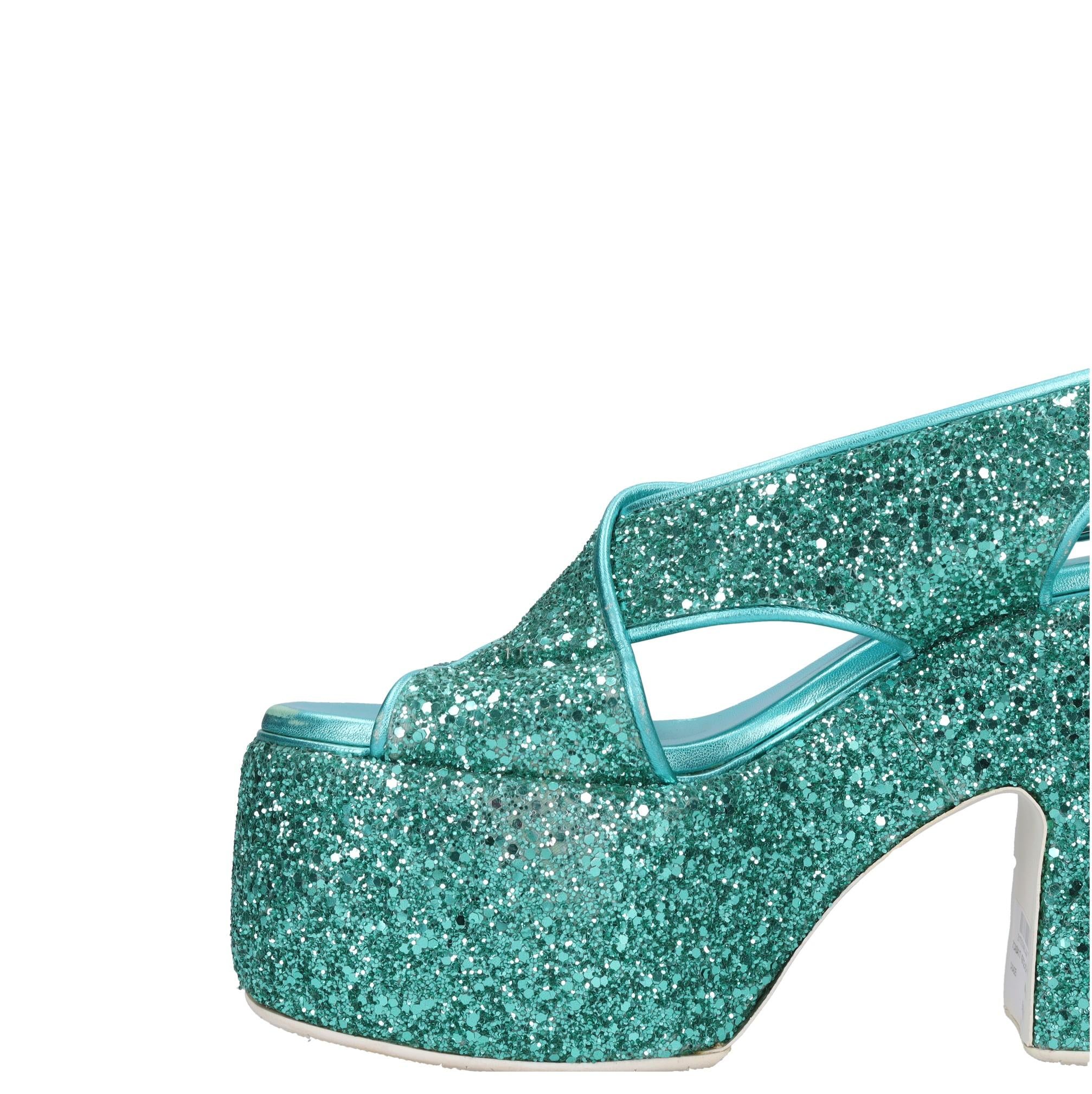 Sandali in pelle e glitter 