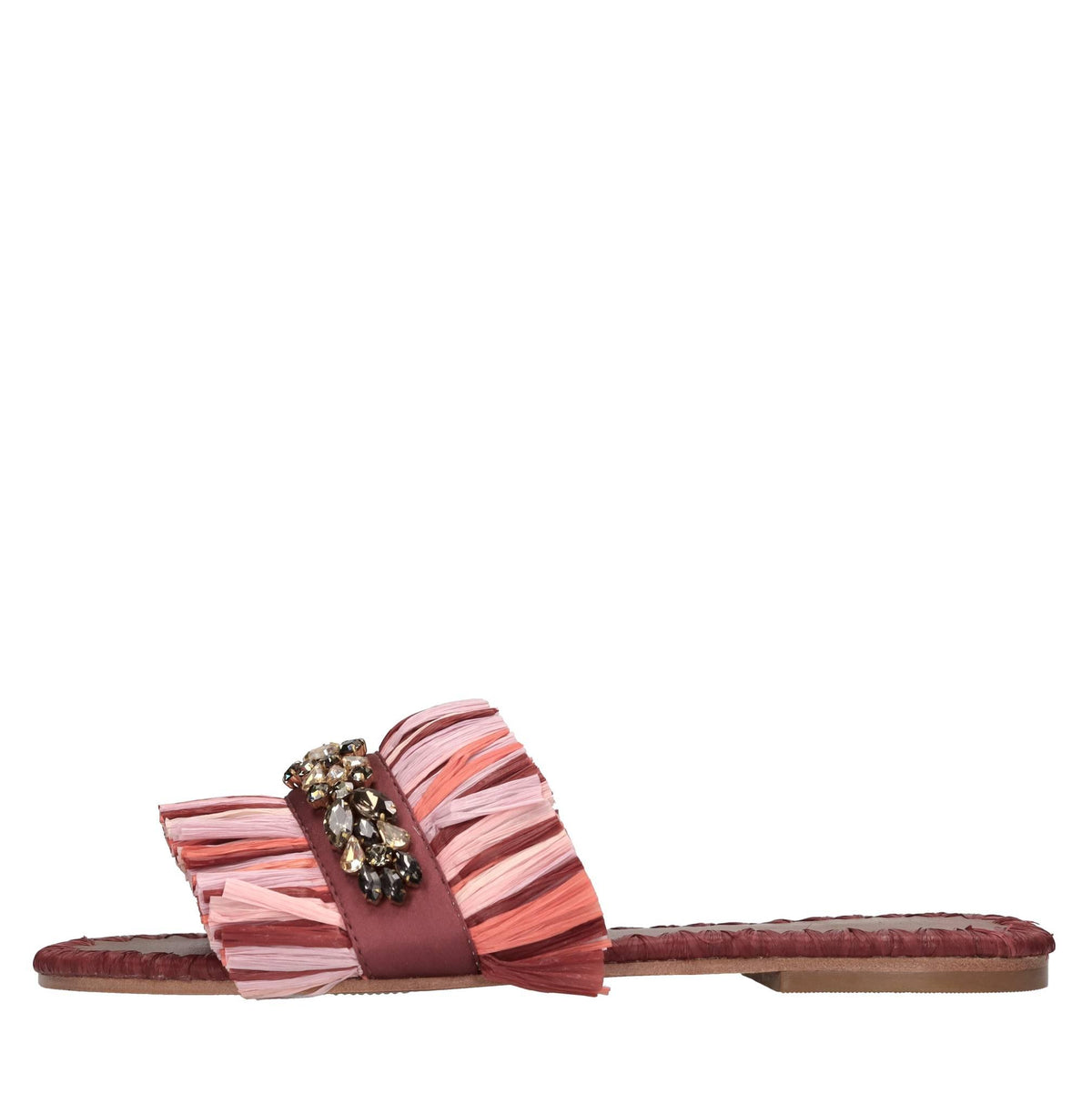 Mules in raso e rafia 
