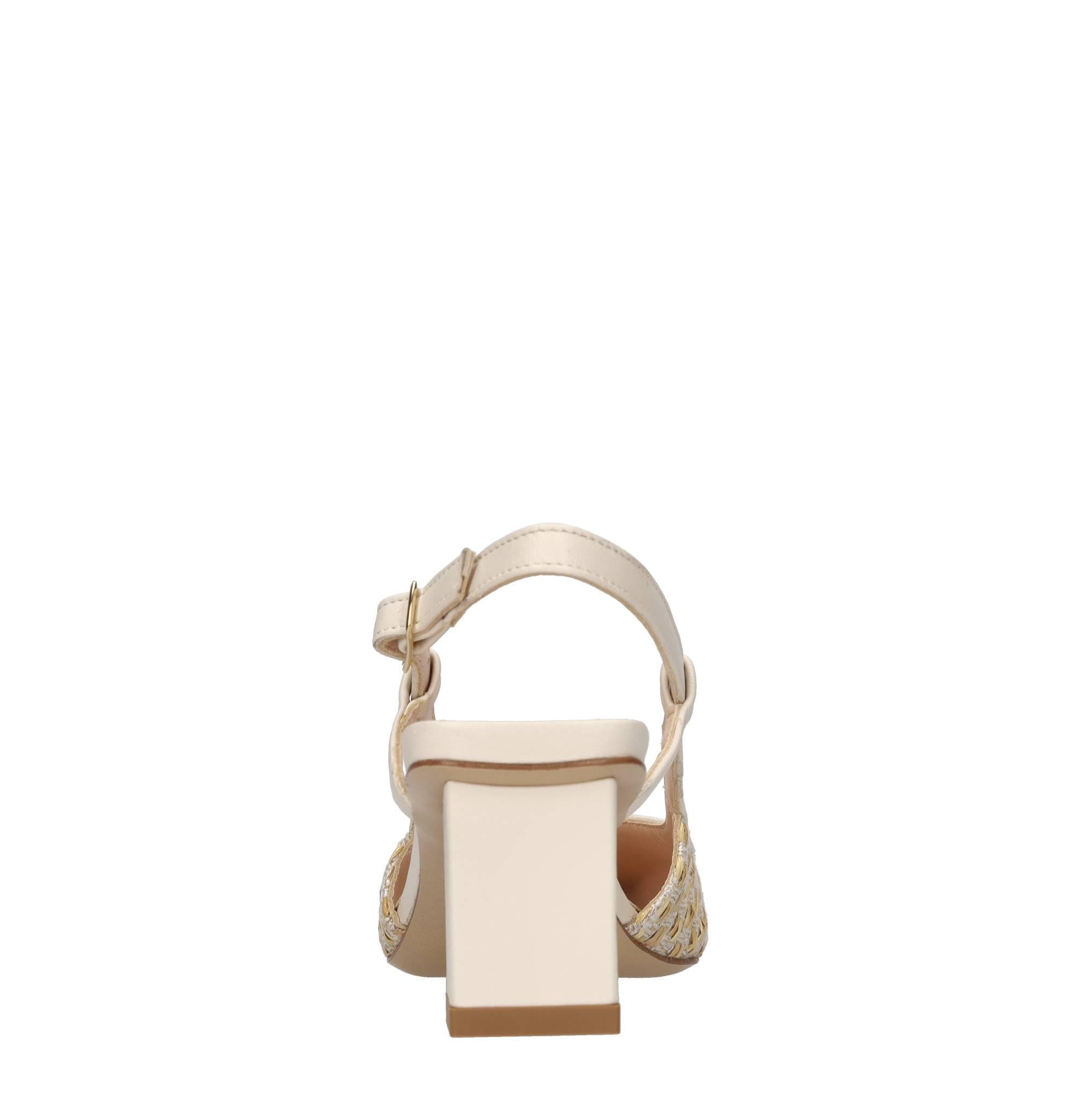 Décolleté slingback in rafia e pelle 