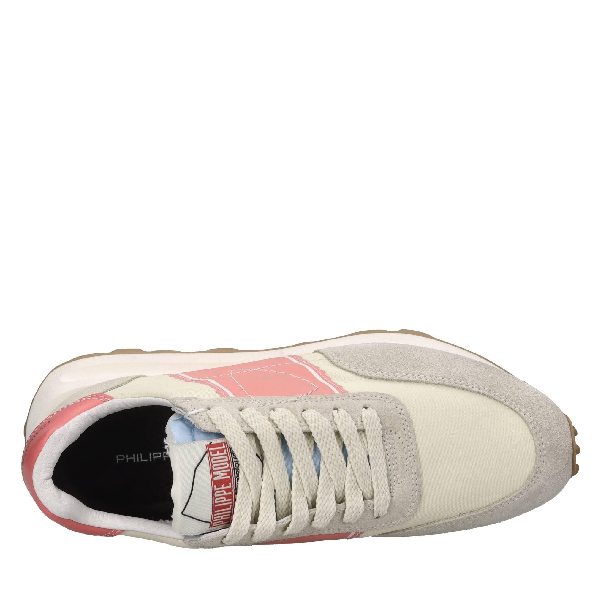 Sneakers in pelle e tessuto 