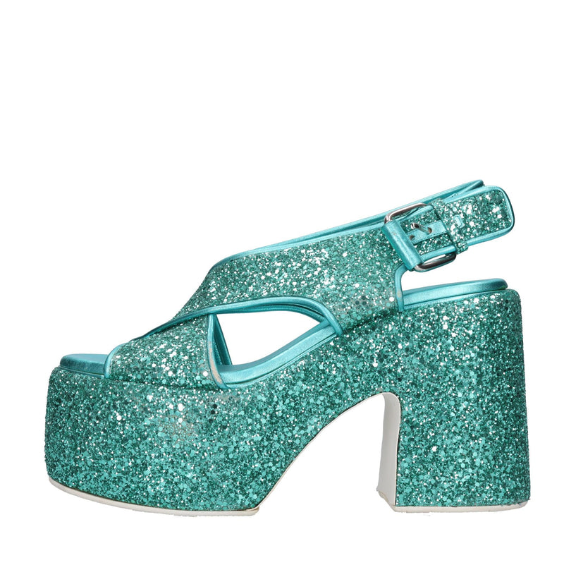 Sandali in pelle e glitter 
