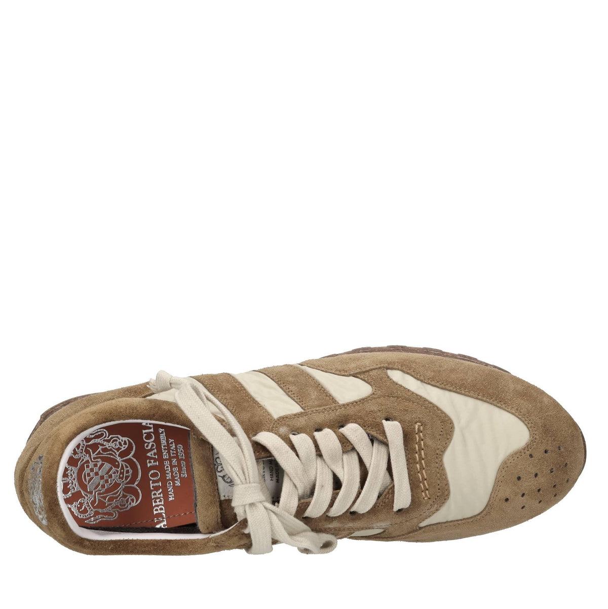 Sneakers in camoscio e tessuto 