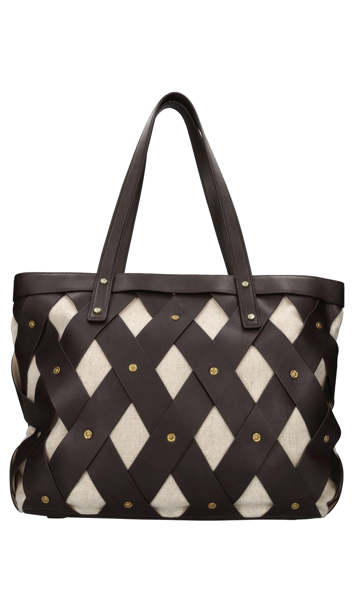 Borsa in pelle e tessuto 
