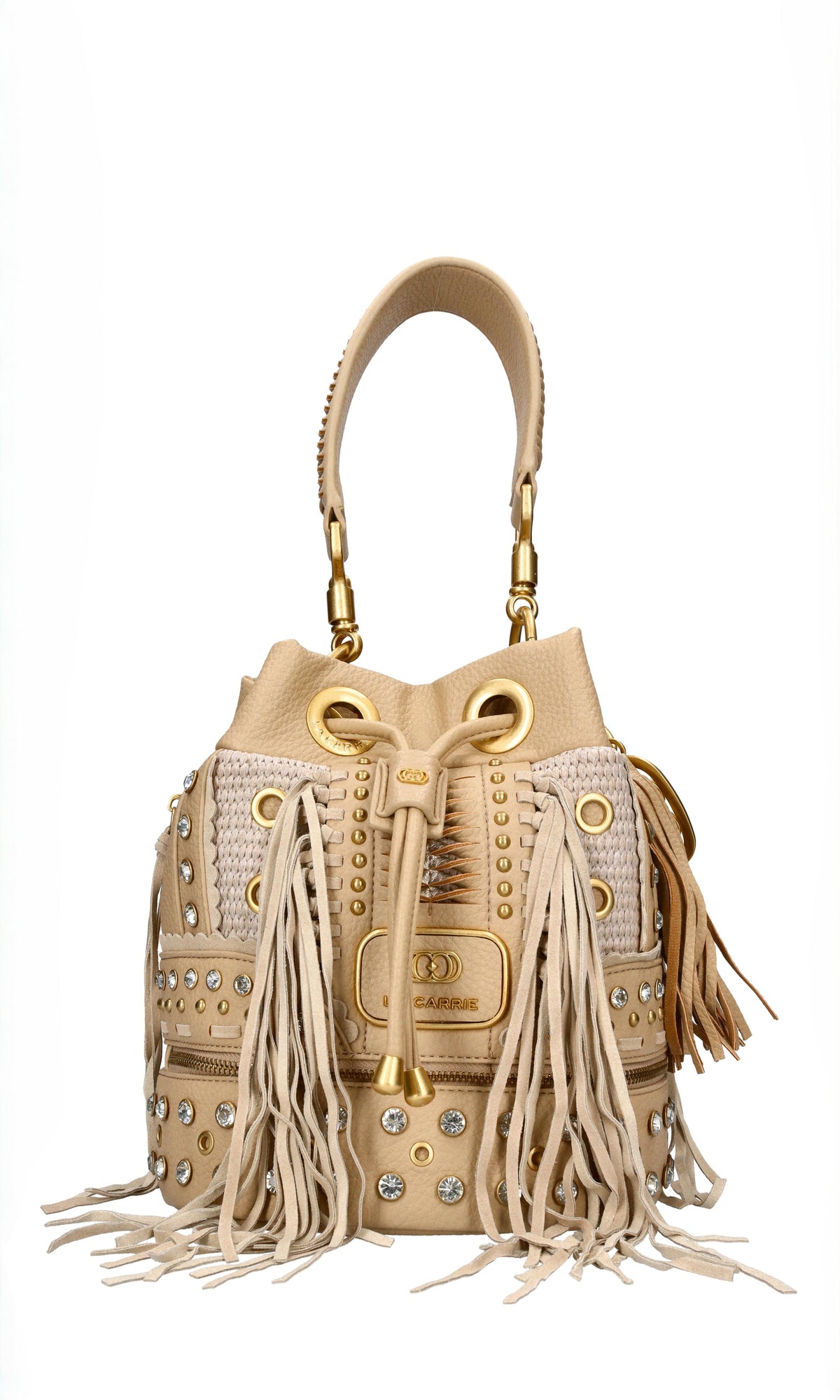 Borsa Ficus Bucket in pelle e tessuto 