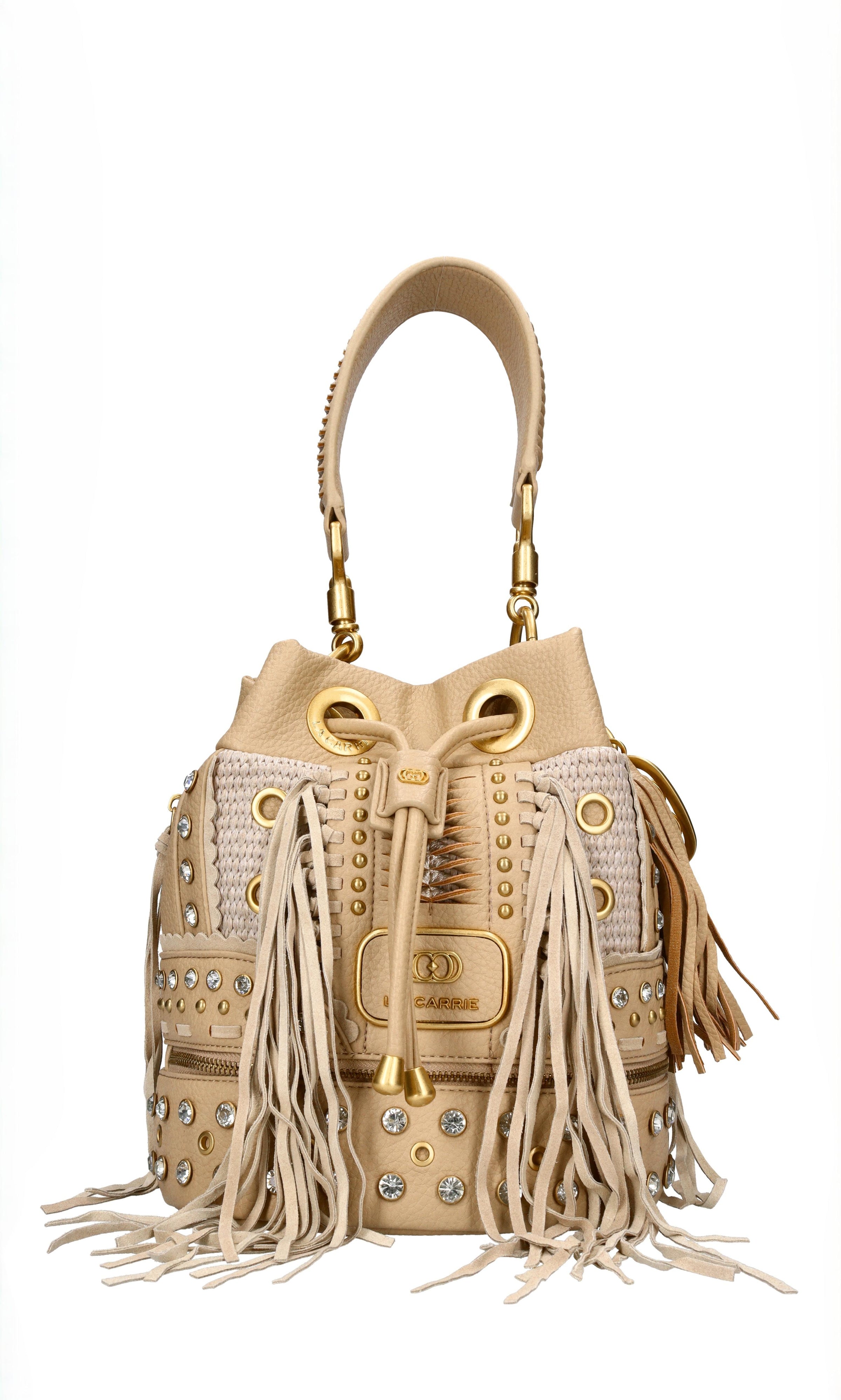 Borsa Ficus Bucket in pelle e tessuto 