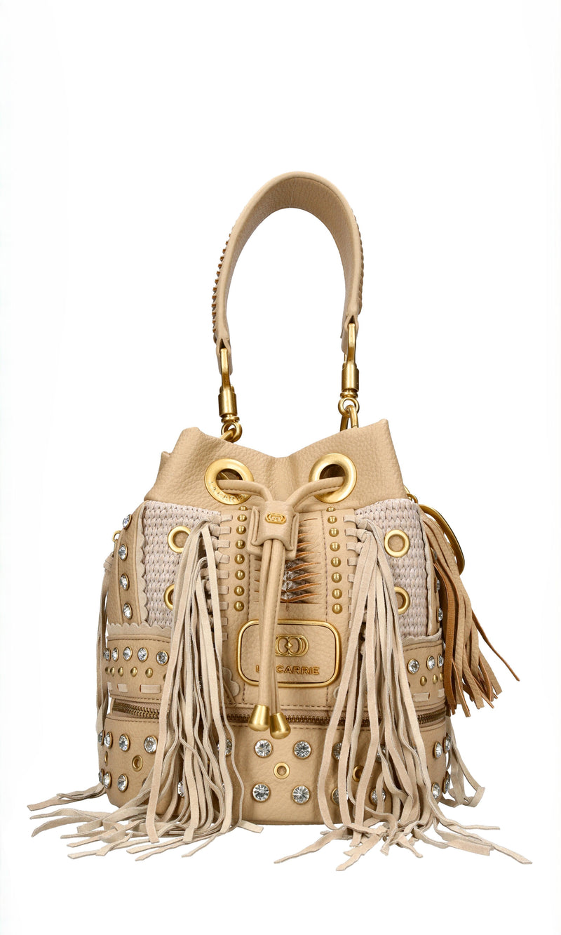 Borsa Ficus Bucket in pelle e tessuto 