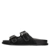 PATRIZIA PEPE Mules in ecopelle, rete in tessuto e strass