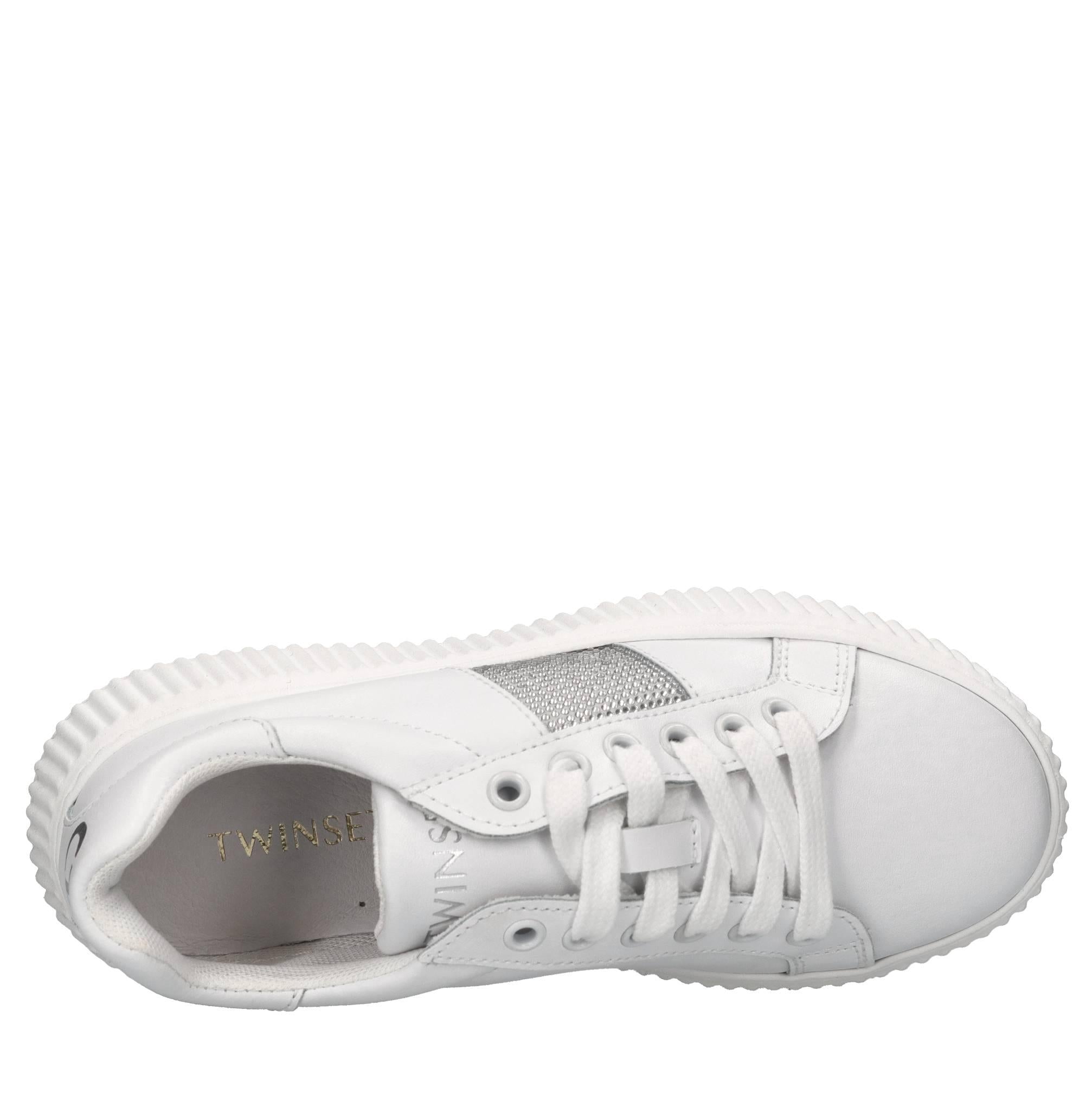 Sneakers in pelle e strass 