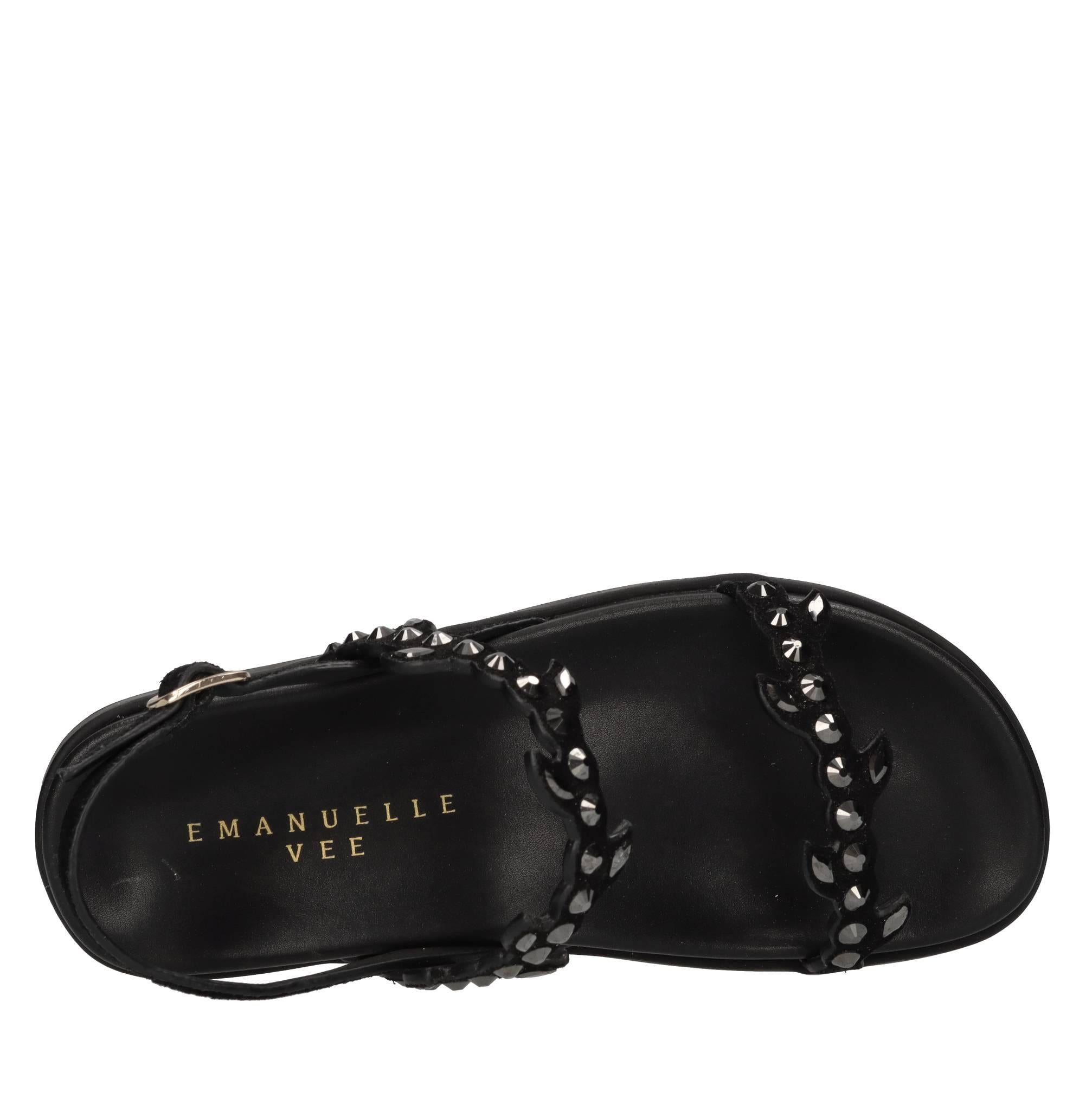 Sandali Flat in camoscio e strass 