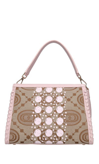 Borsa monogram in pelle e tessuto 
