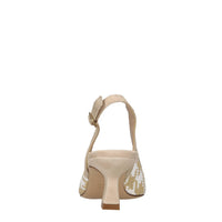 Décolleté slingback in pelle e rafia 