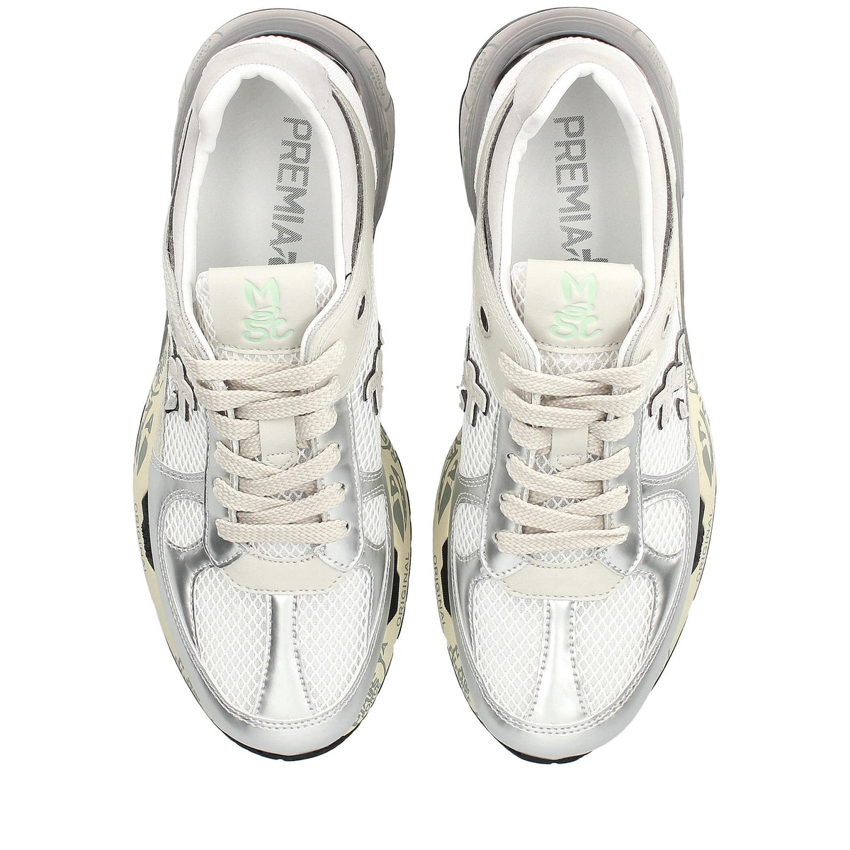 Sneakers in pelle e tessuto 