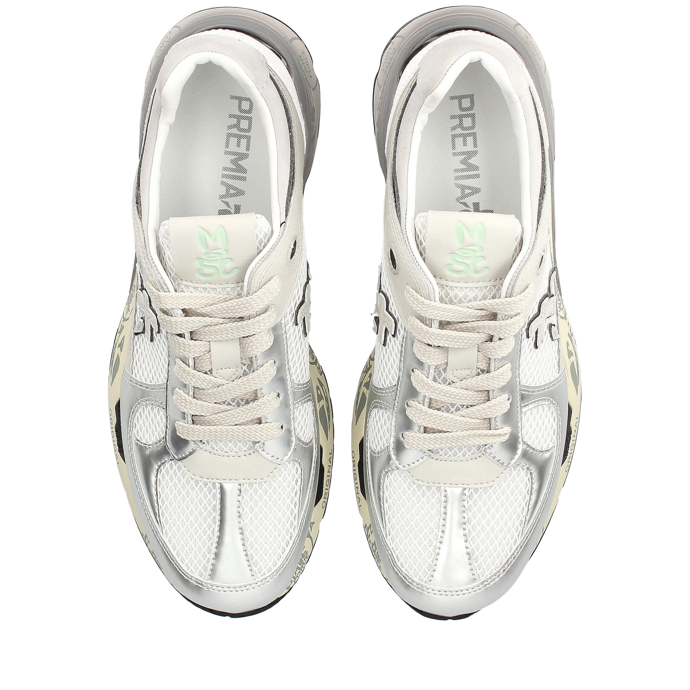 Sneakers in pelle e tessuto 