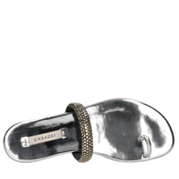 Sandali flat Olimpo in tessuto specchiato e strass 
