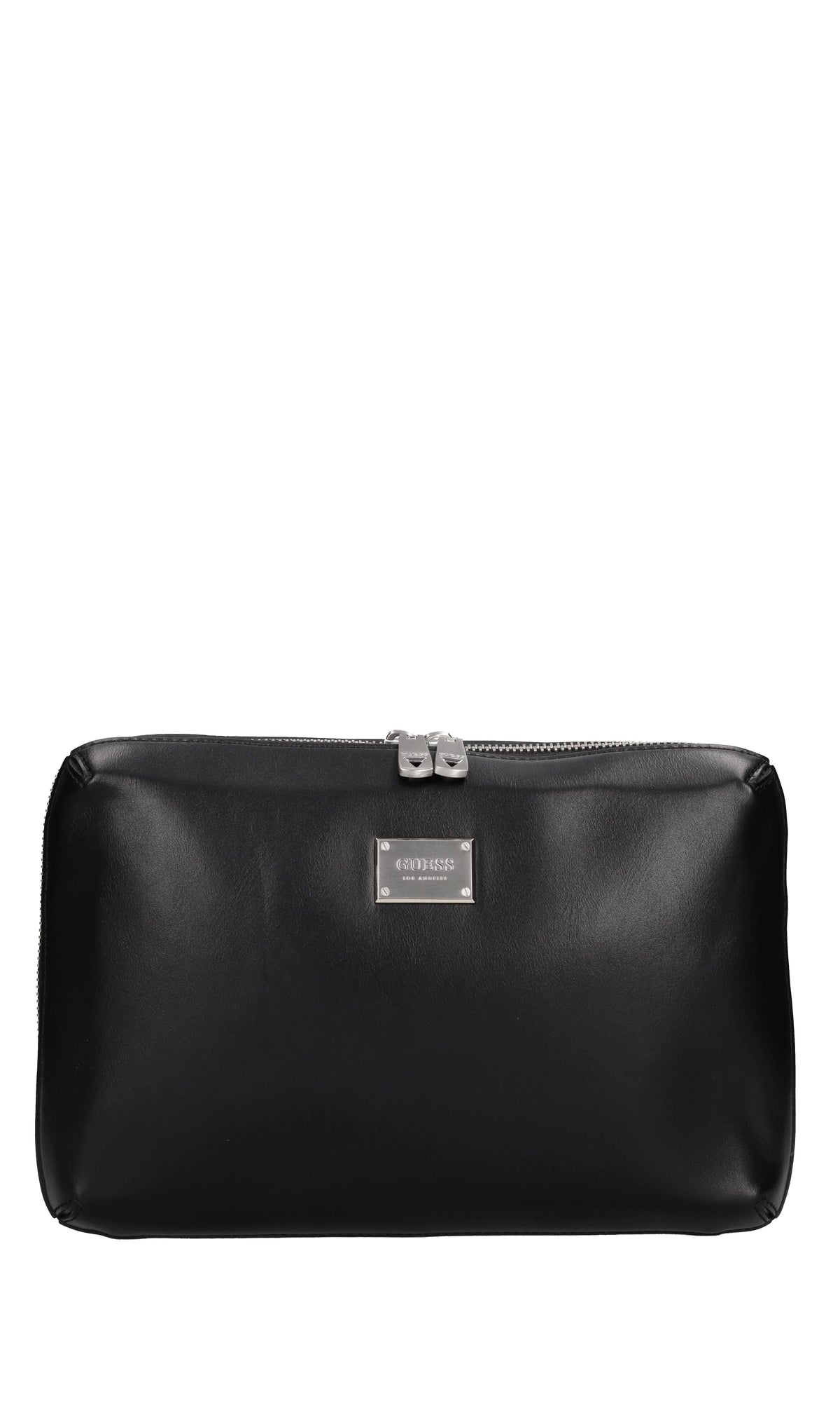Beauty cases in ecopelle con logo in metallo e tracolla in tessuto 