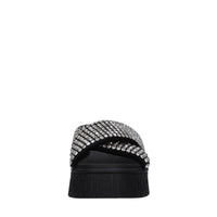 Mules in tessuto e strass 