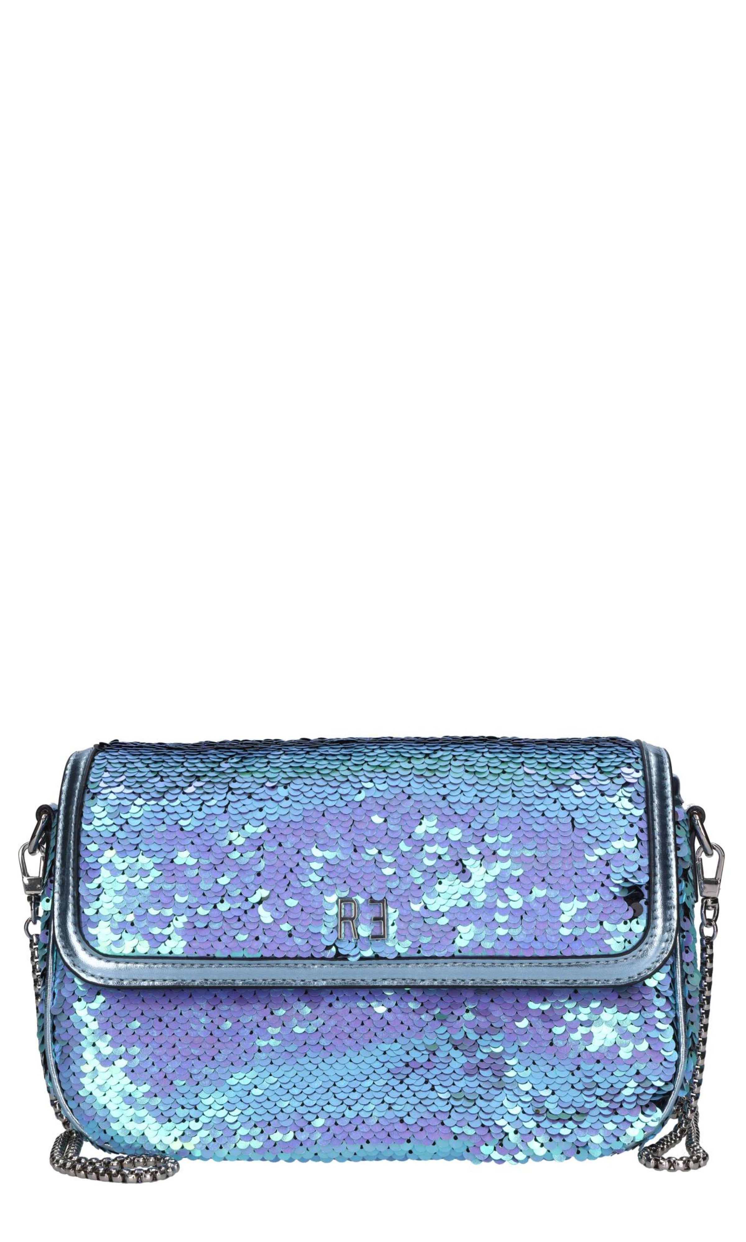 Borsa in pailletes e inserti in pelle 