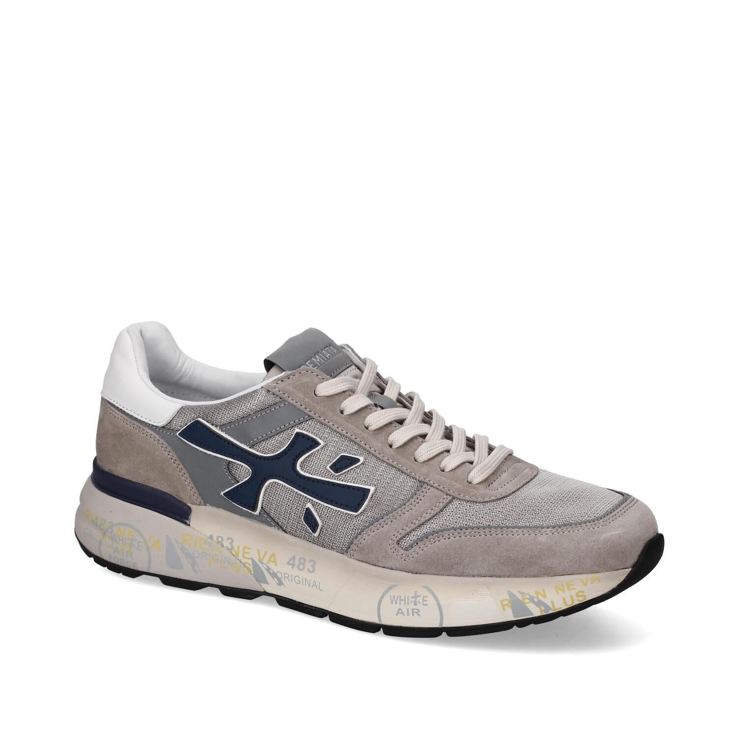 Sneakers in pelle ecopelle e tessuto 