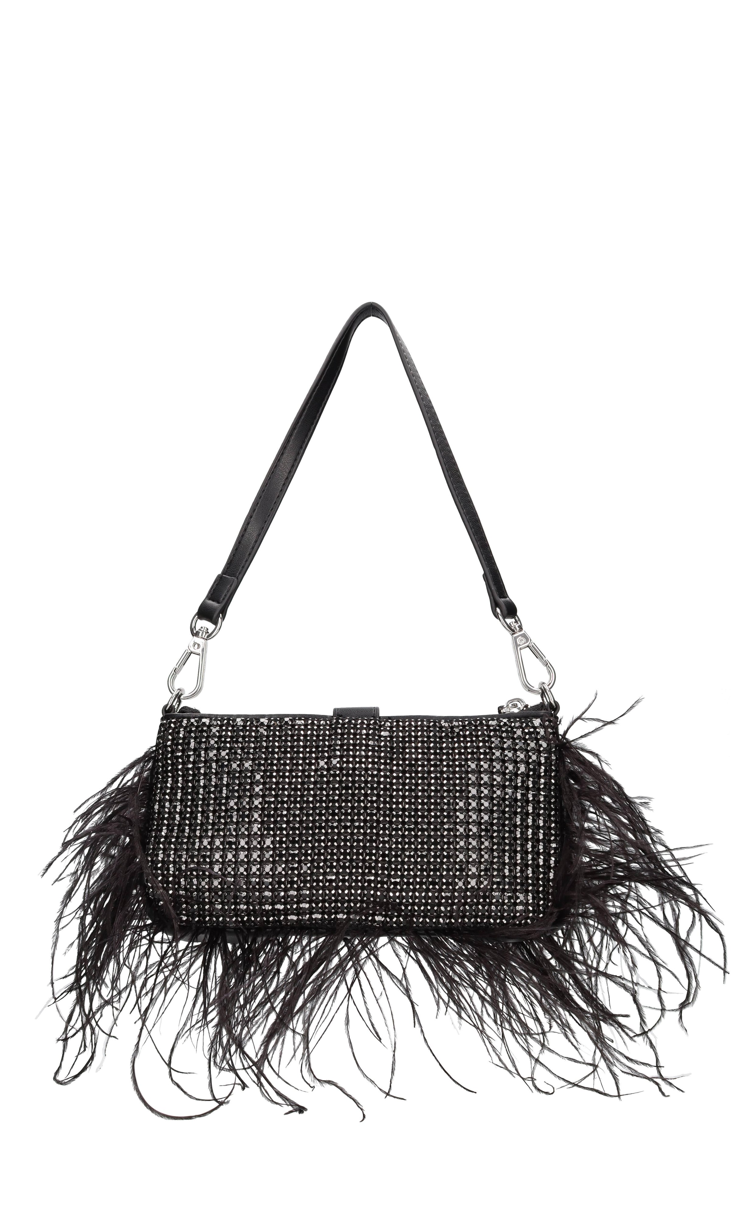 Borsa mini in ecopelle e strass 