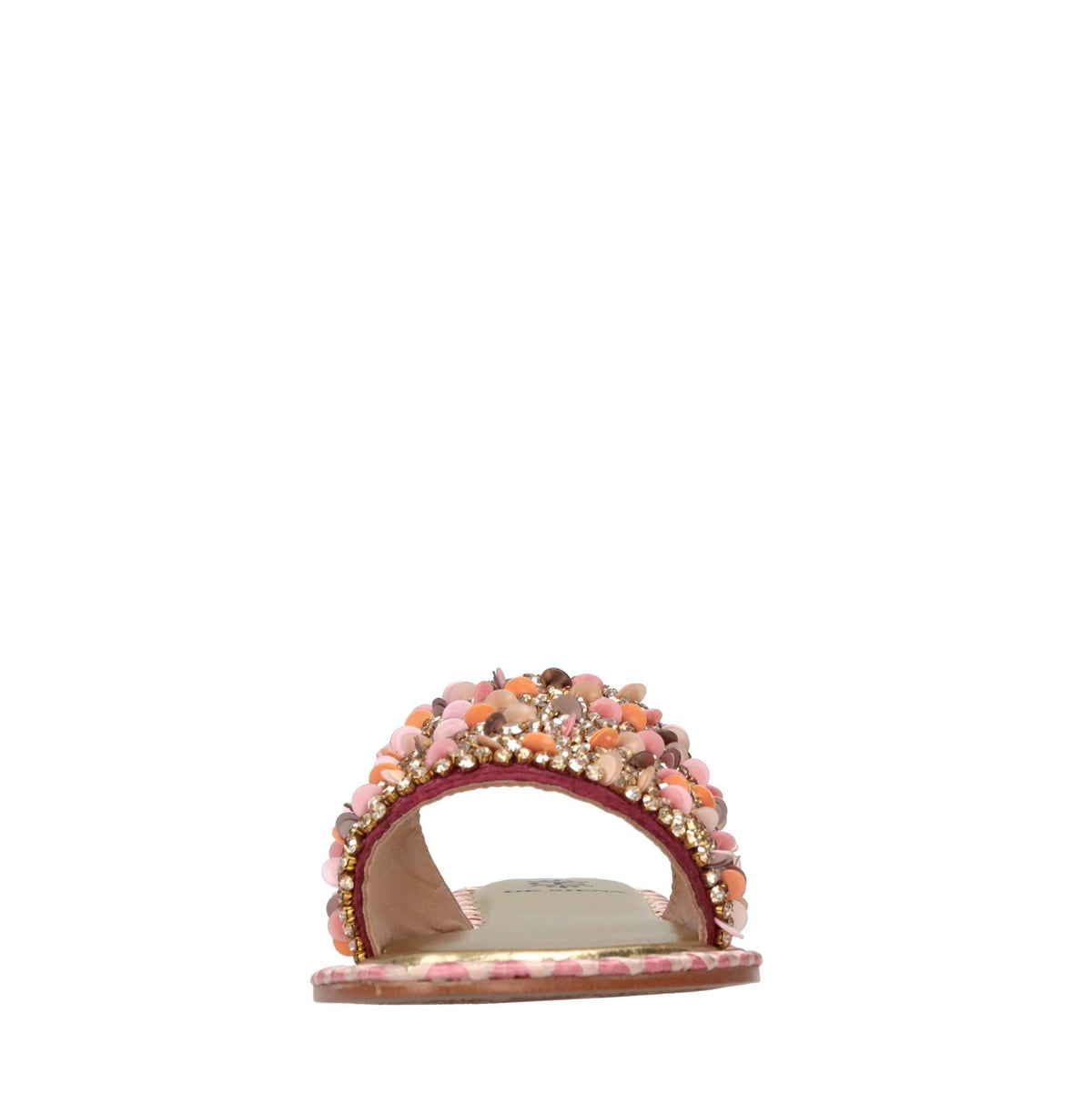 Mules in raso,strass e paillettes 