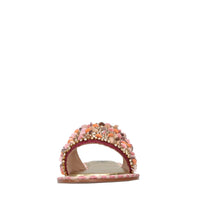 Mules in raso,strass e paillettes 