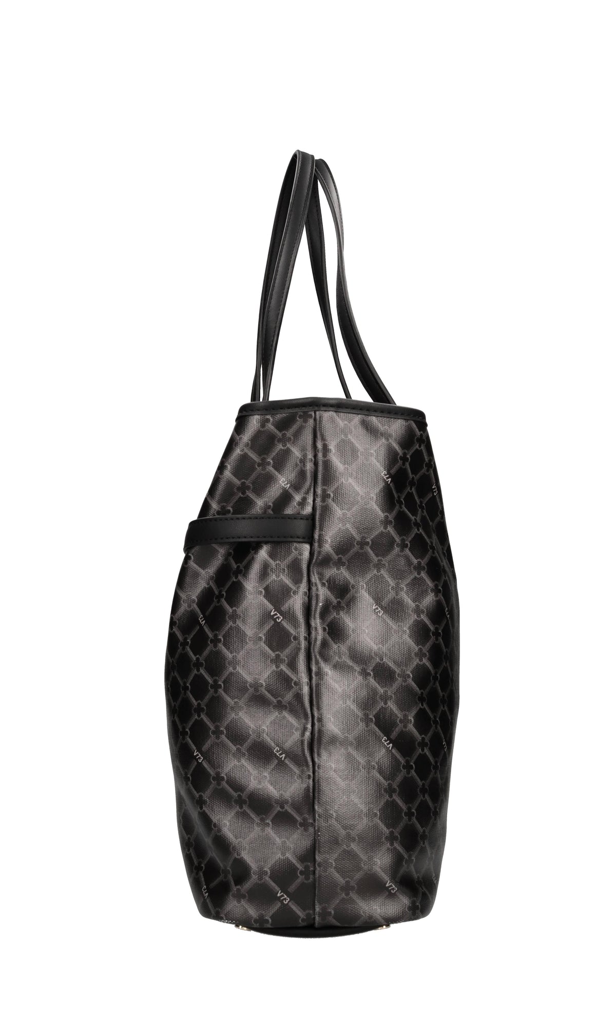Borsa  sfoderata in canvas spalmato e stampato con allover logato V73 