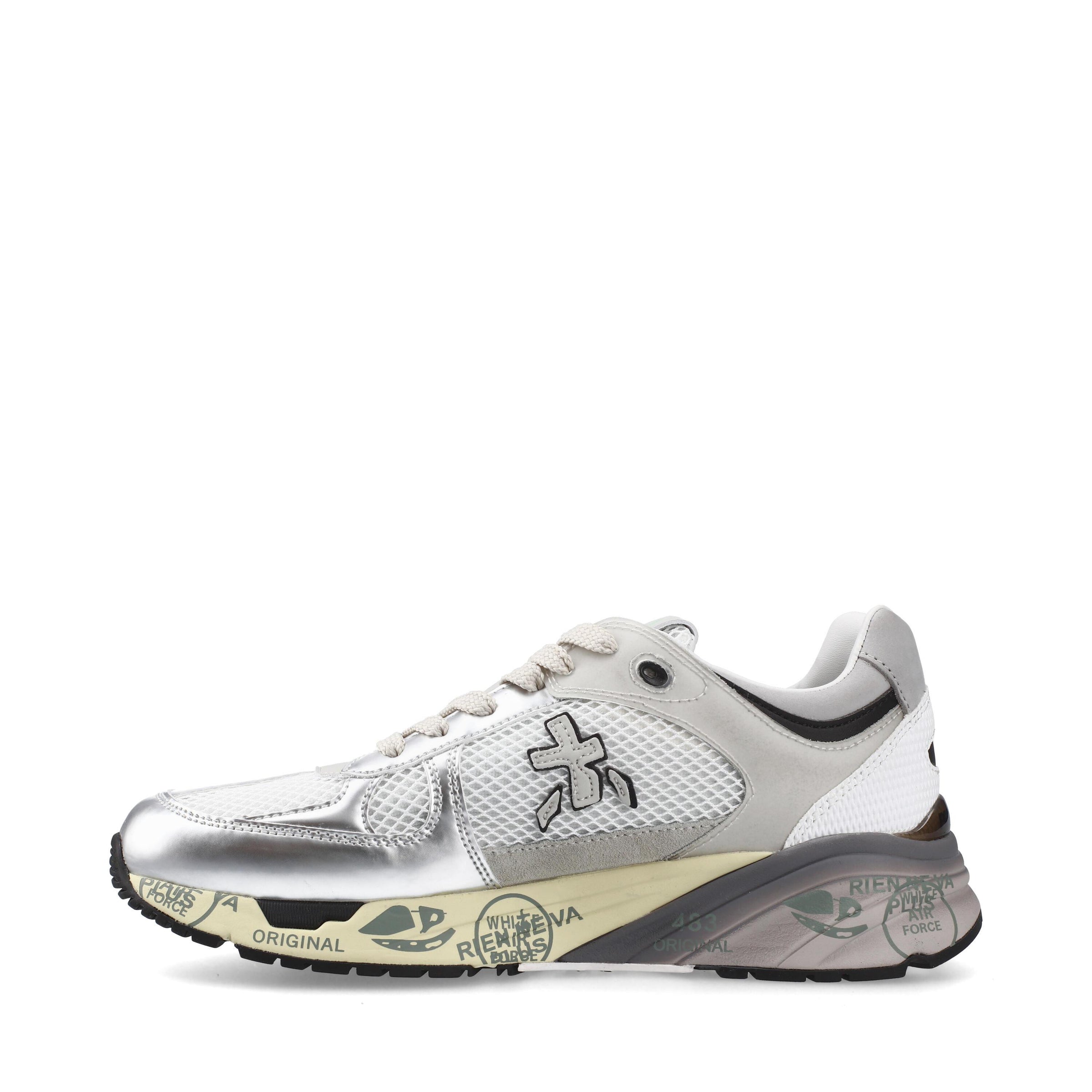 Sneakers in pelle e tessuto 