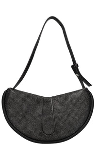 Borsa Ebe in ecopelle,tessuto e strass 
