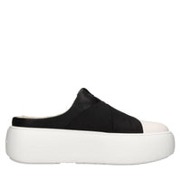 Mules in ecopelle e tessuto elasticizzato 