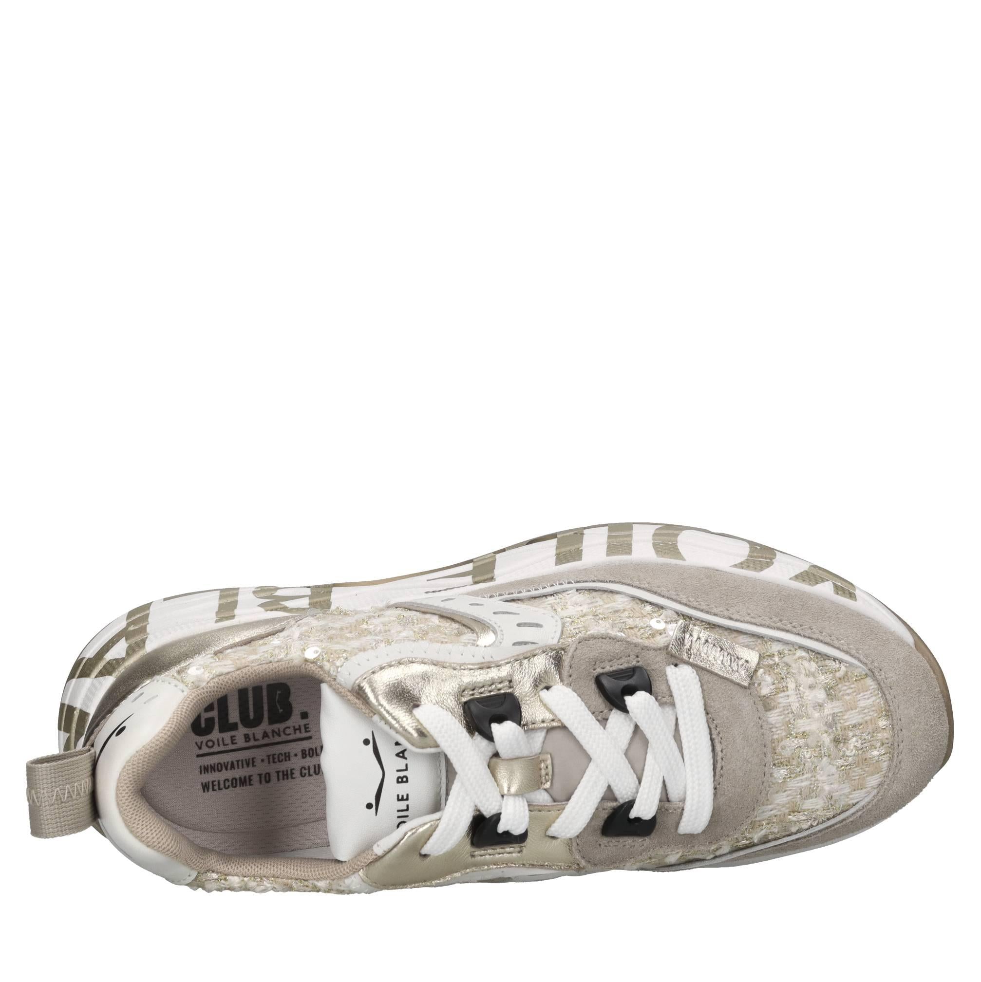 Sneakers in camoscio e tessuto con paillettes 