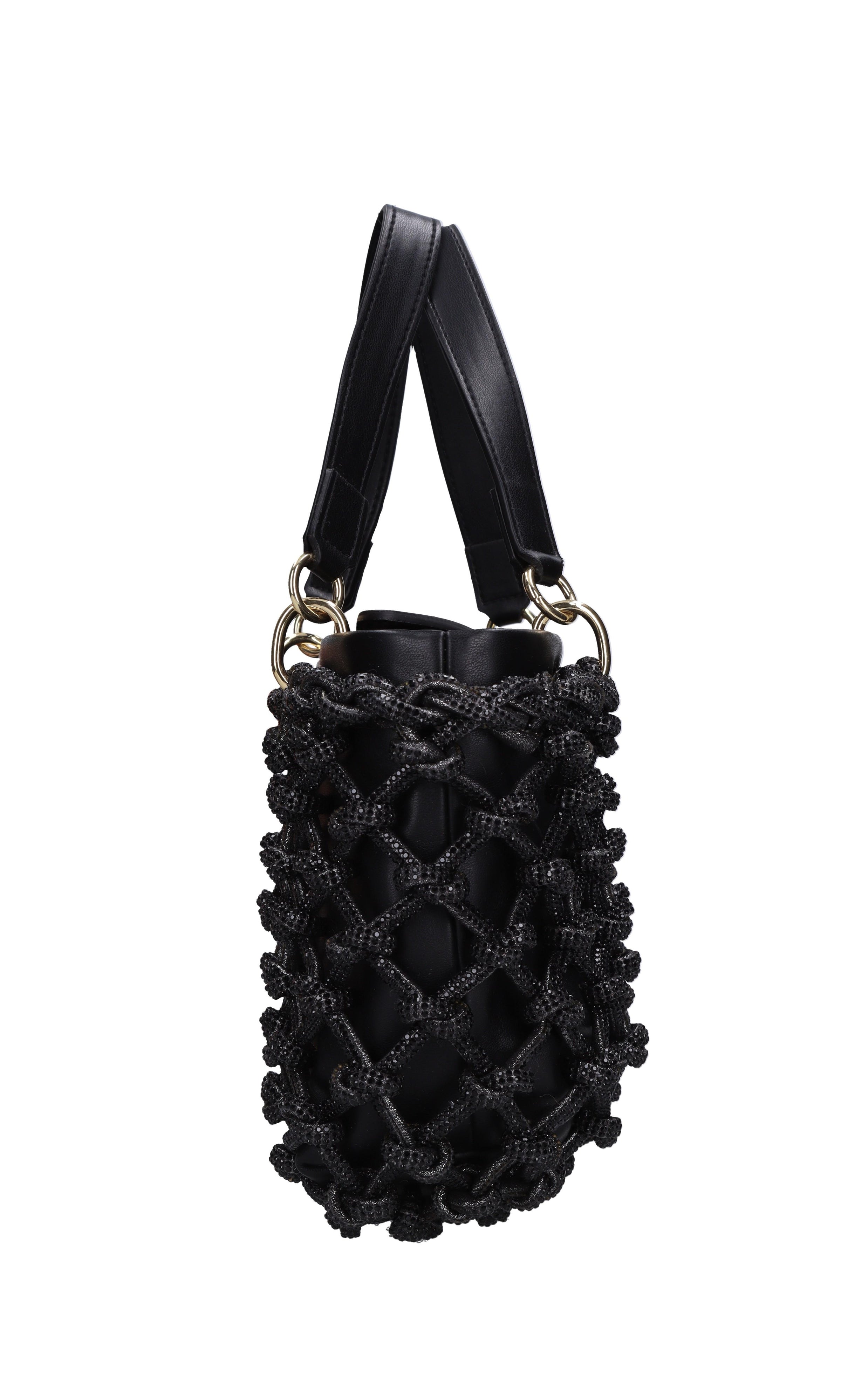 Borsa in ecopelle e strass modello Kobo Knots 