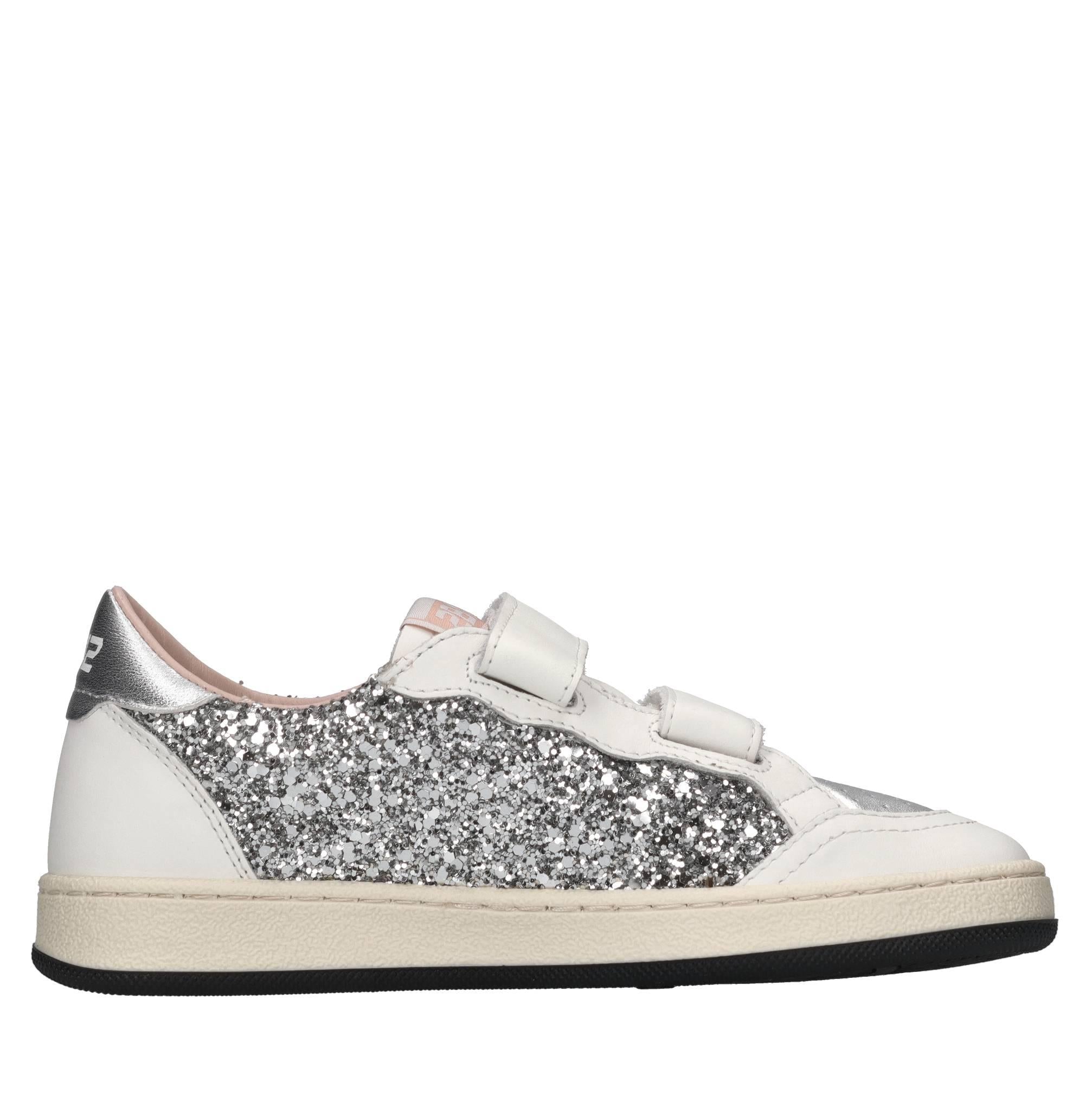 Sneakers in pelle e glitter 