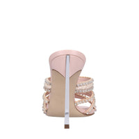 Mules Blade in pelle tessuto e strass 