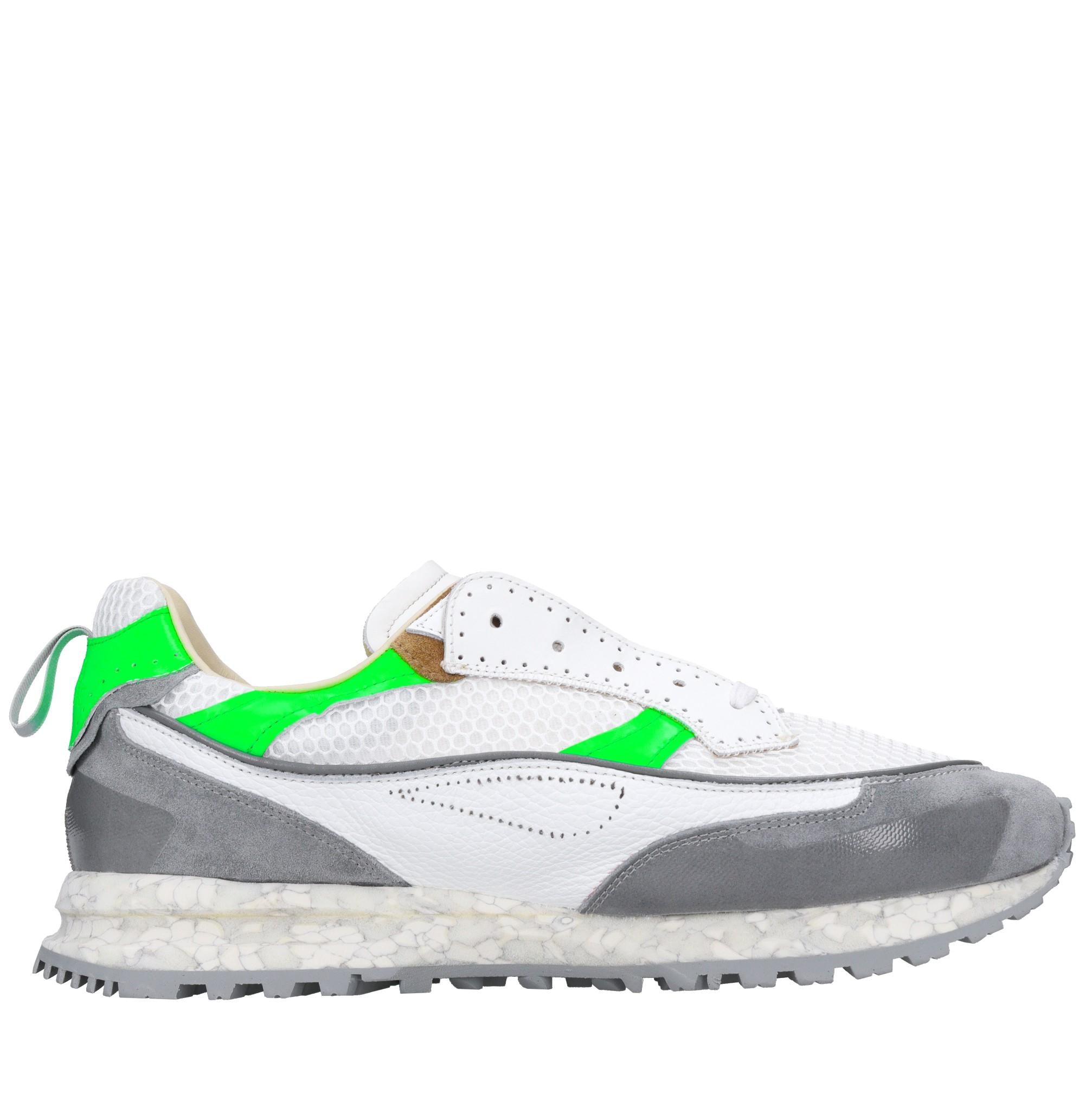 Sneakers in pelle e tessuto 