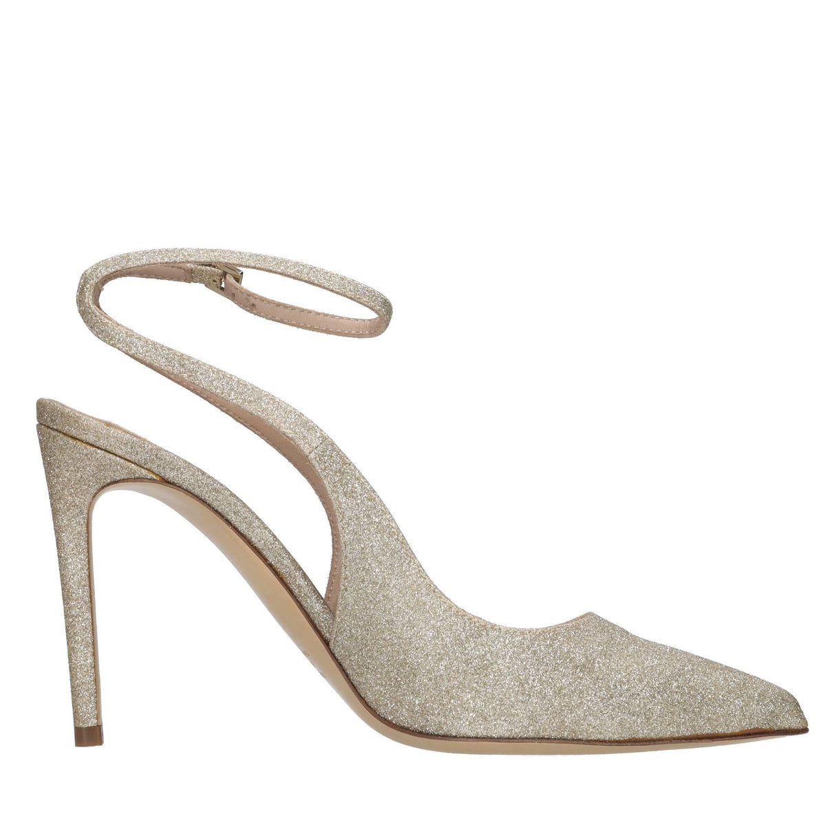 Décolleté slingback in tessuto microglitter 