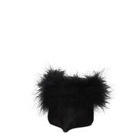 Mules in camoscio con rifiniture in piume di marabù 