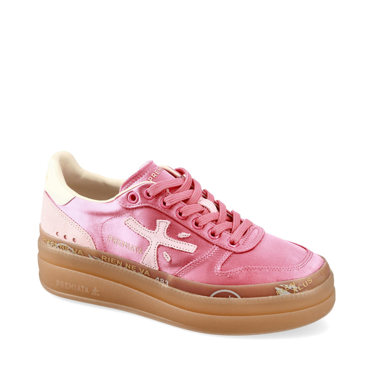 Sneakers in tessuto e inserti in pelle scamosciata 