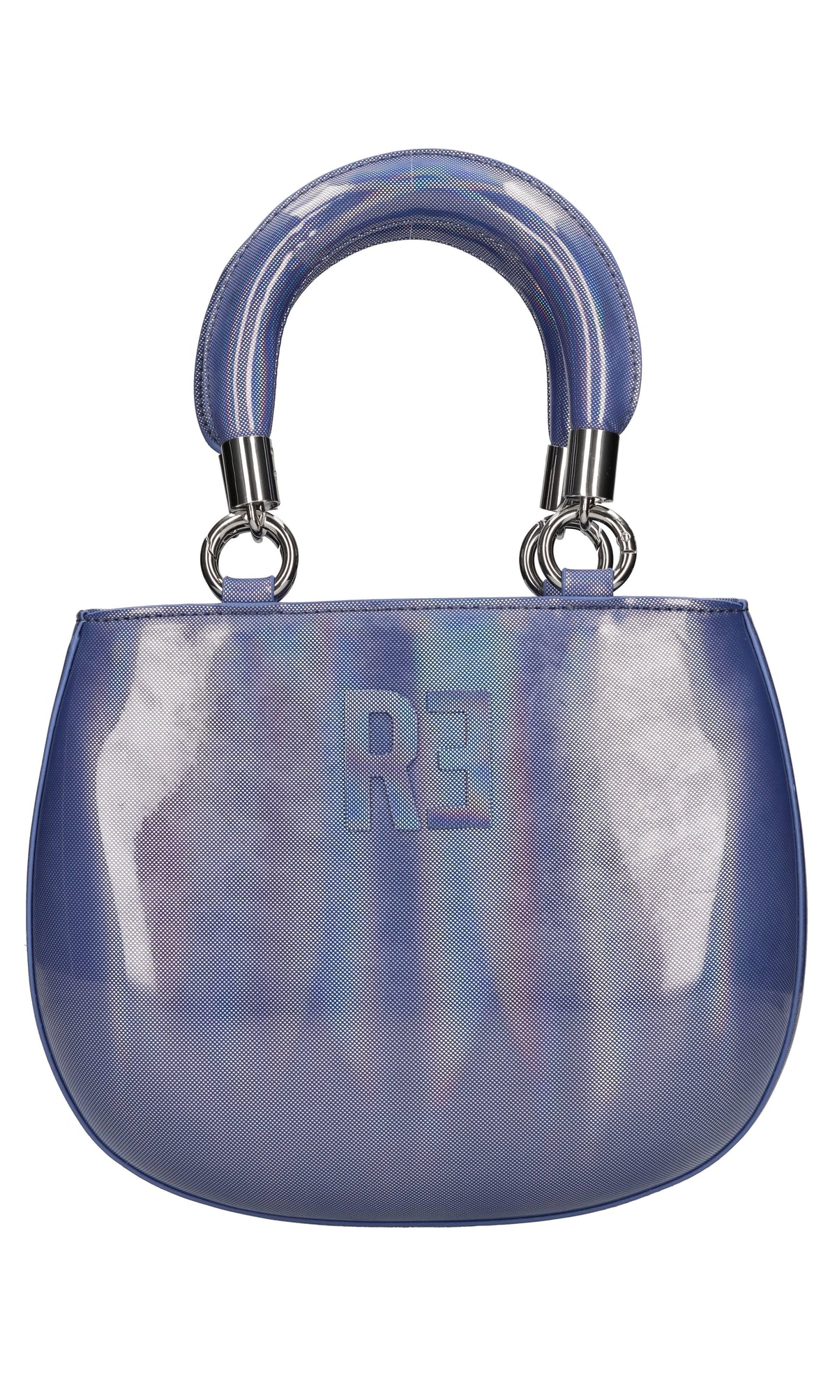 Borsa in ecopelle a specchio blu 