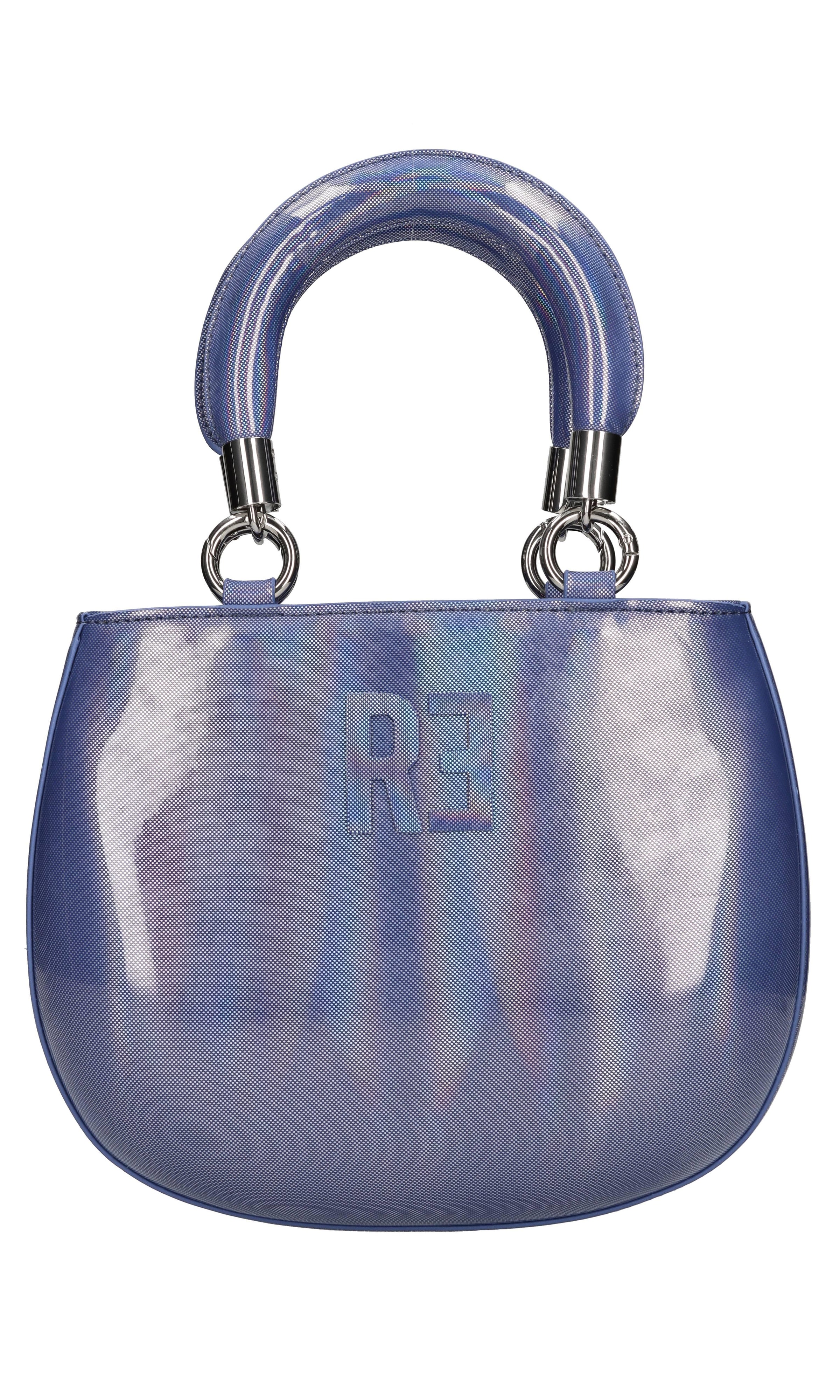 Borsa in ecopelle a specchio blu 