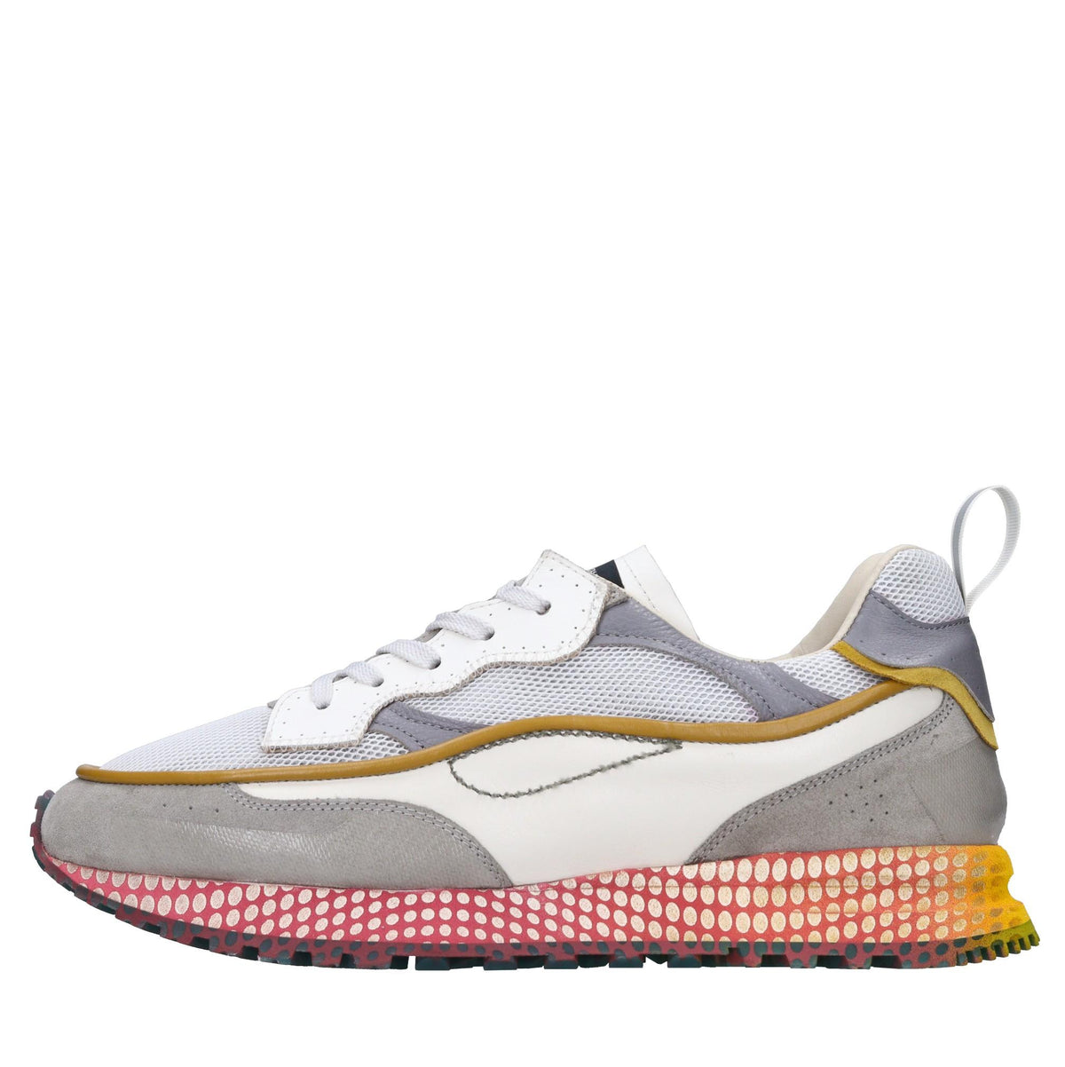Sneakers in pelle e tessuto 
